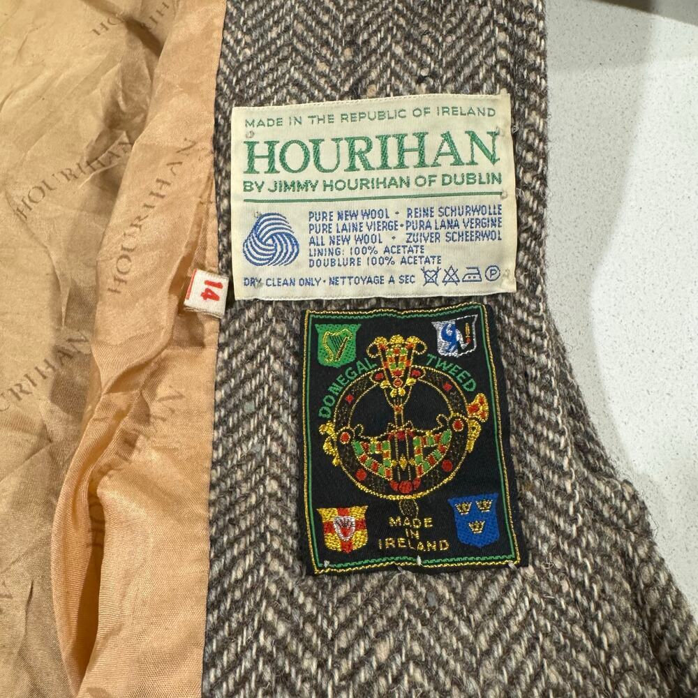 Vintage Jimmy Hourihan Herringbone Wool Coat Womens - Picture 6 of 8